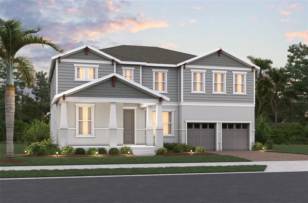 Front exterior of a new home in Vintner Reserve, Clermont, FL, highlighting curb appeal (Image 1). Front exterior of a new home in Vintner Reserve, Clermont, FL, highlighting curb appeal (Image 1).
