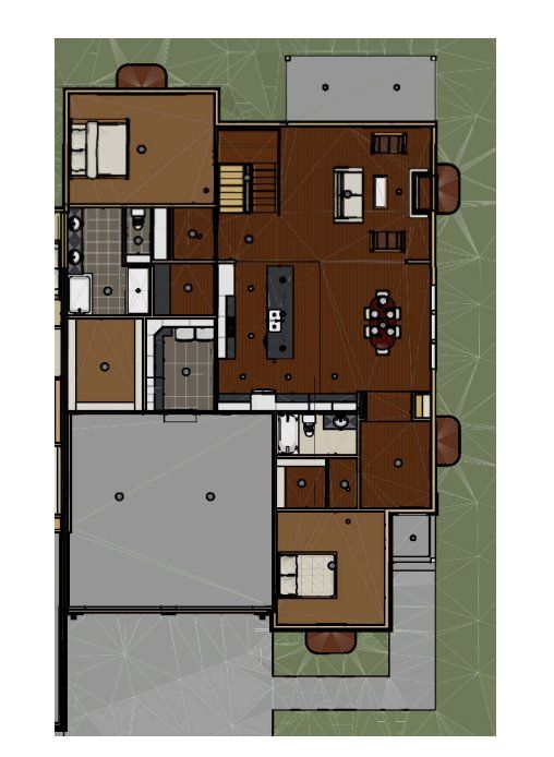 2D floor plan layout for the Sage Creek by Benchmark Custom Homes in Cottages at Kelly Farm, Greeley, CO (Image 1).