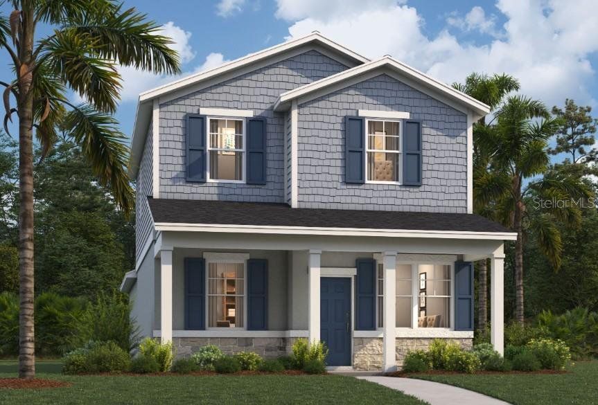 Front exterior of a new home in Spring Walk at the Junction, Debary, FL, highlighting curb appeal (Image 1). Front exterior of a new home in Spring Walk at the Junction, Debary, FL, highlighting curb appeal (Image 1).