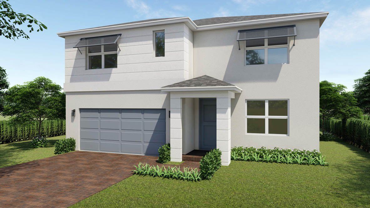 Front exterior of a new home in Twin Oaks, Stuart, FL, highlighting curb appeal (Image 1).