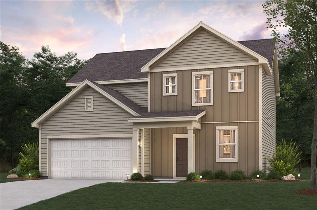 Front exterior of a new home in Ashley Falls, Douglasville, GA, highlighting curb appeal (Image 1). Front exterior of a new home in Ashley Falls, Douglasville, GA, highlighting curb appeal (Image 1).