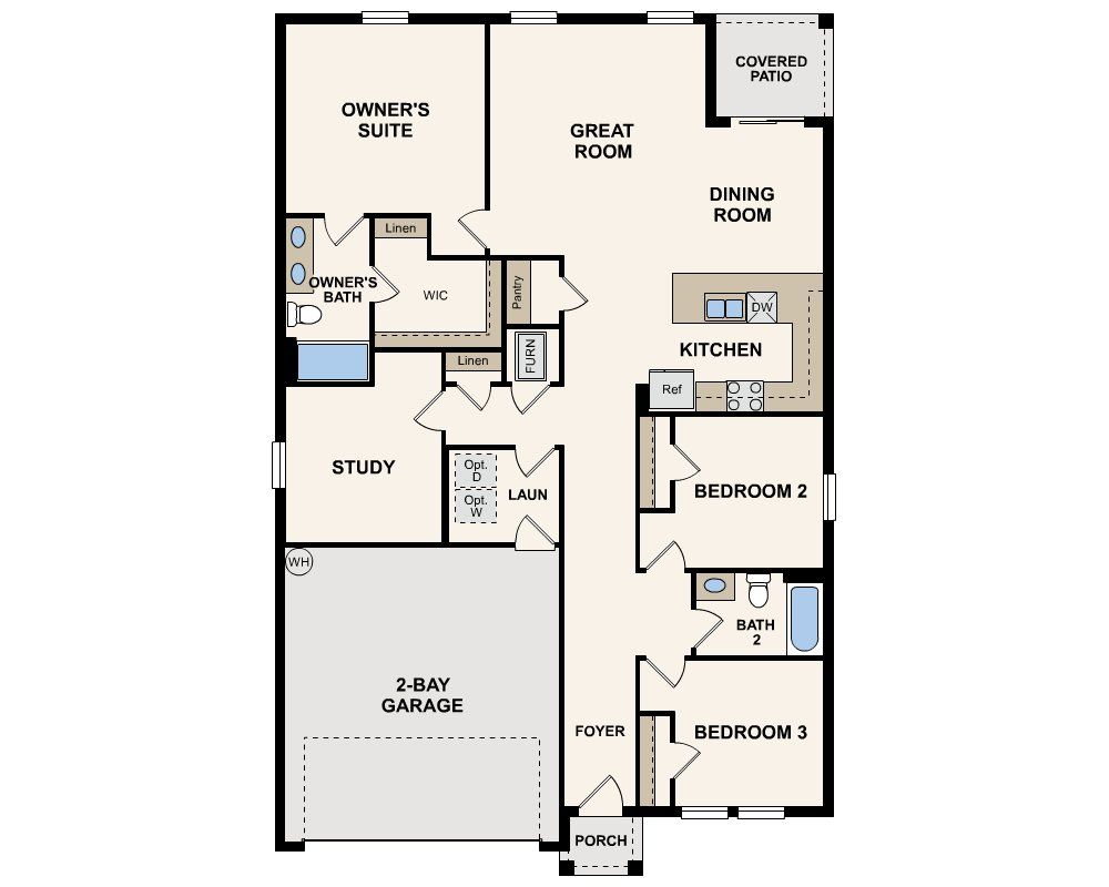 2D floor plan layout for the Quincy by Century Complete in North Port Classic, North Port, FL (Image 1). 2D floor plan layout for the Quincy by Century Complete in North Port Classic, North Port, FL (Image 1).