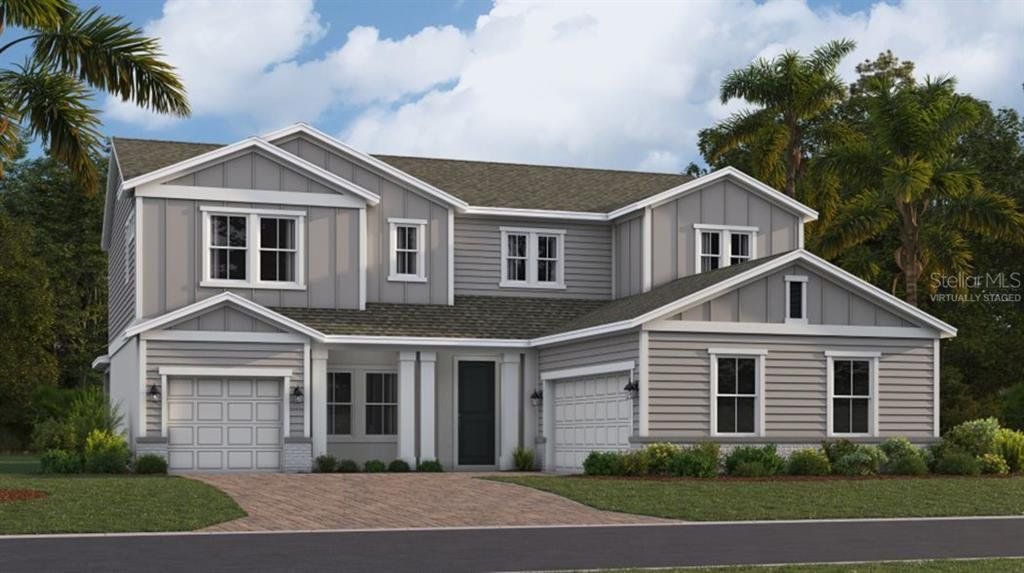 Front exterior of a new home in Bronson's Ridge, Apopka, FL, highlighting curb appeal (Image 1). Front exterior of a new home in Bronson's Ridge, Apopka, FL, highlighting curb appeal (Image 1).