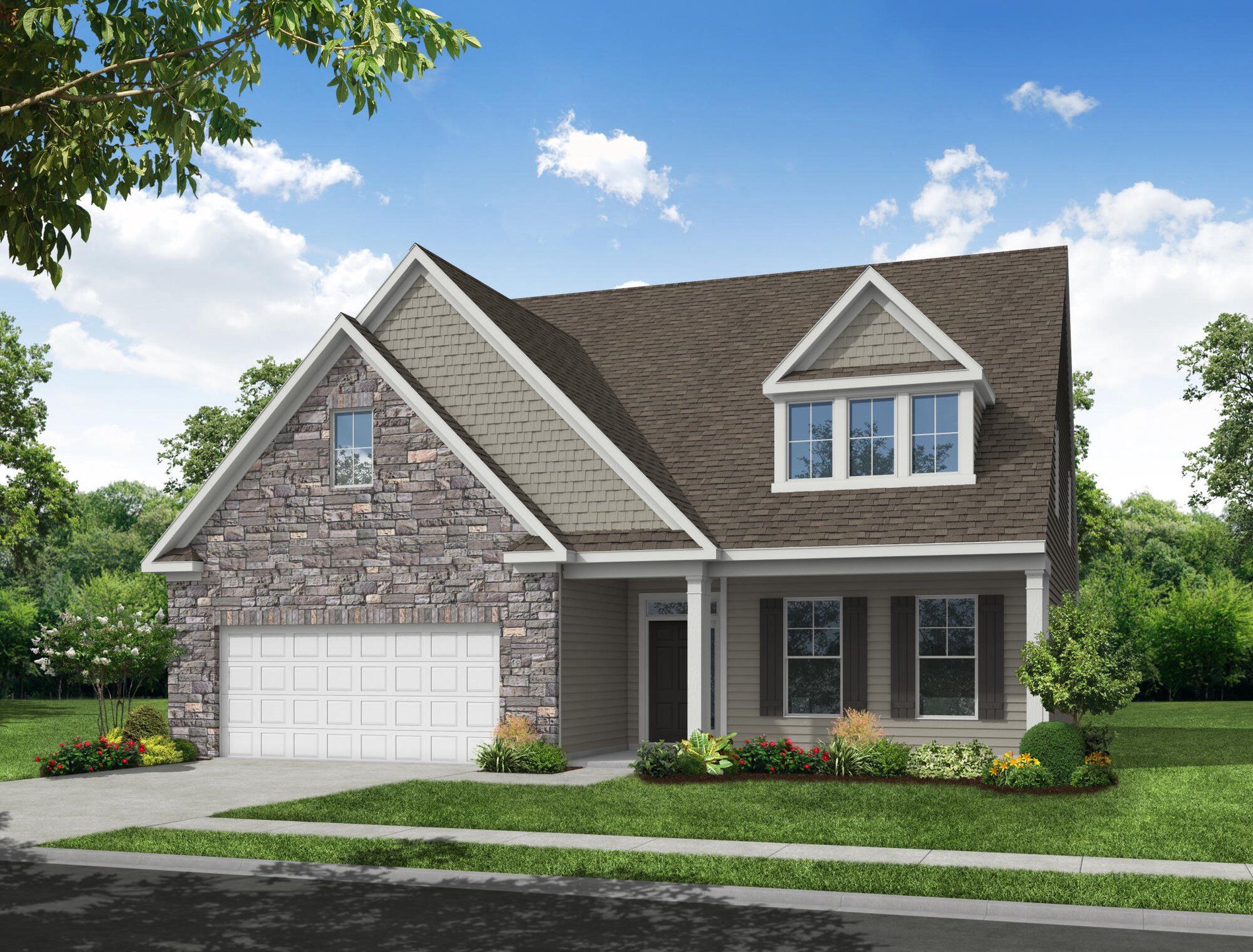 Front exterior of a new home in Twin Creek, Kernersville, NC, highlighting curb appeal (Image 1). Front exterior of a new home in Twin Creek, Kernersville, NC, highlighting curb appeal (Image 1).