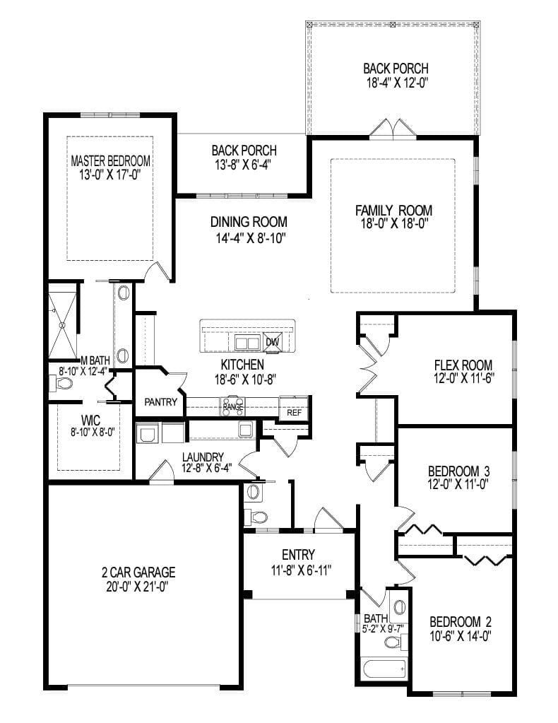 2D floor plan layout for the The Laurel by NORFLEET HOMES in Countryway Town Square, Newberry, FL (Image 1). 2D floor plan layout for the The Laurel by NORFLEET HOMES in Countryway Town Square, Newberry, FL (Image 1).