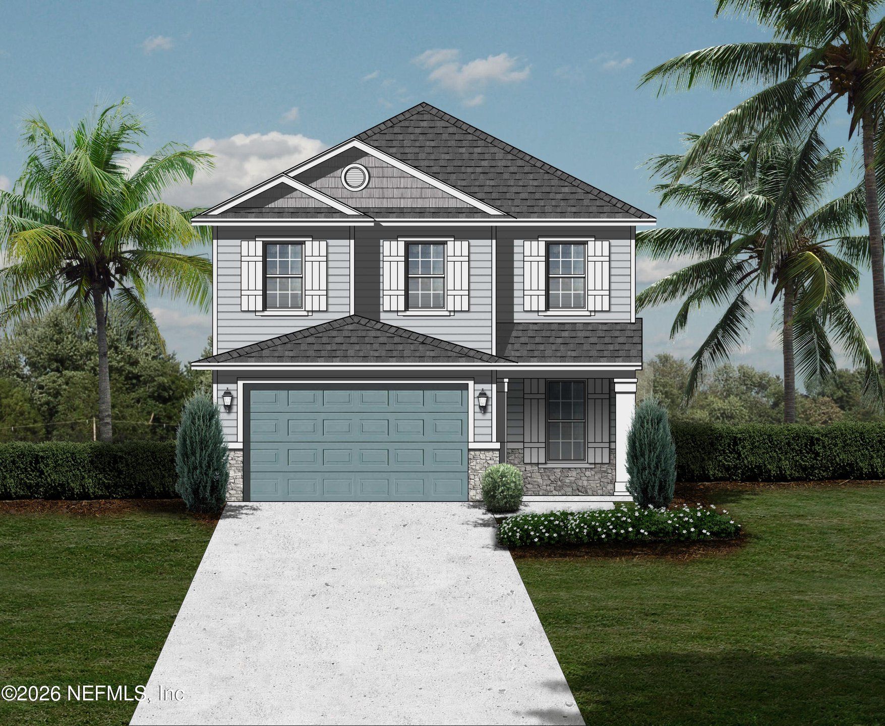 Front exterior of a new home in , St. Augustine, FL, highlighting curb appeal (Image 1). Front exterior of a new home in , St. Augustine, FL, highlighting curb appeal (Image 1).