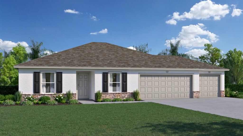 Front exterior of a new home in Spring Hill, Spring Hill, FL, highlighting curb appeal (Image 1). Front exterior of a new home in Spring Hill, Spring Hill, FL, highlighting curb appeal (Image 1).