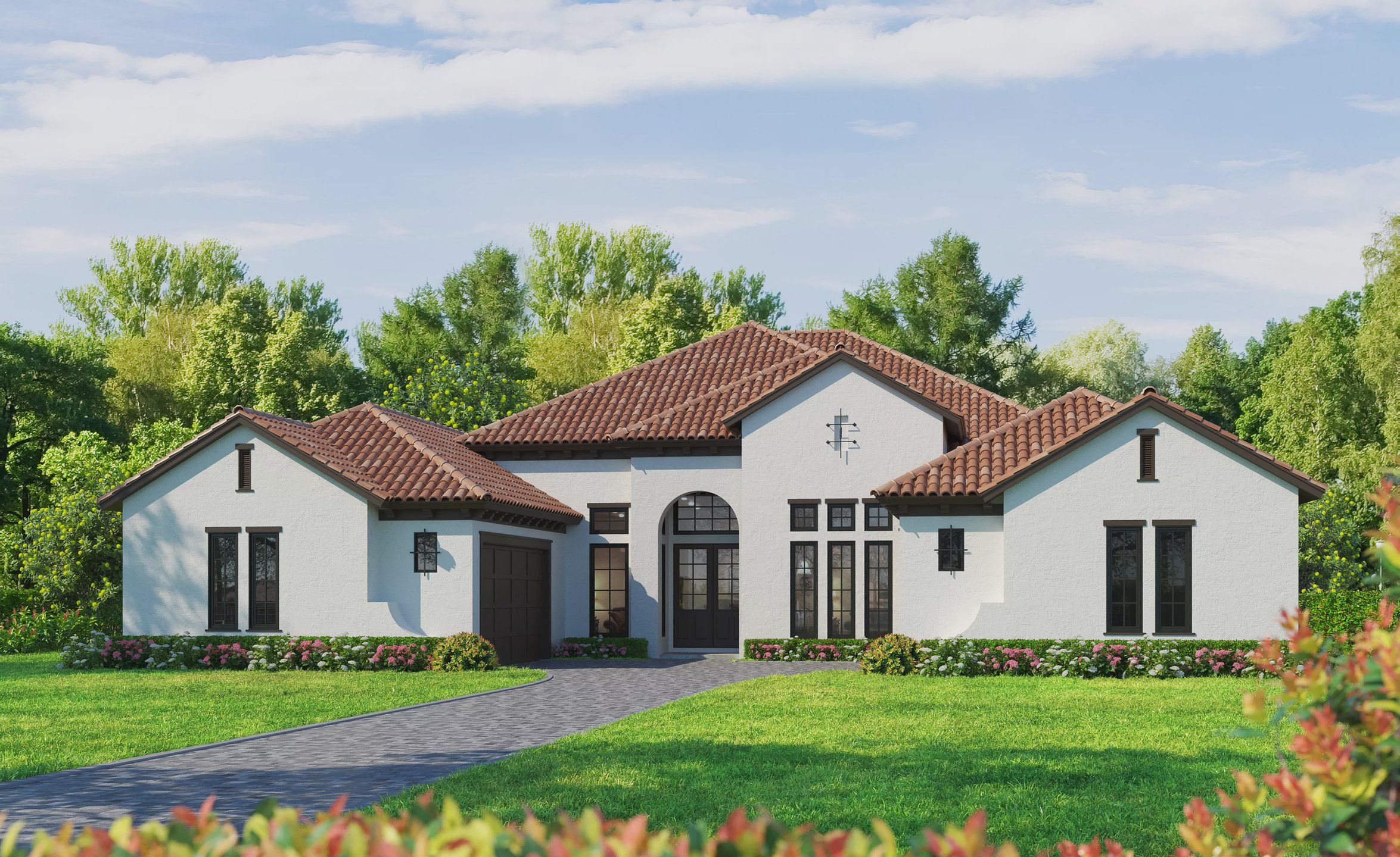 Representative exterior photo of a completed home built from the Monica by ICI Homes in The Estates at Brown's Landing, Port Orange, FL (Image 1). Representative exterior photo of a completed home built from the Monica by ICI Homes in The Estates at Brown's Landing, Port Orange, FL (Image 1).