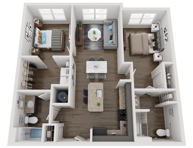 2D floor plan layout for the B2 ANSI by Prestwick Companies in Symphony at Lakewood West, Atlanta, GA (Image 1).