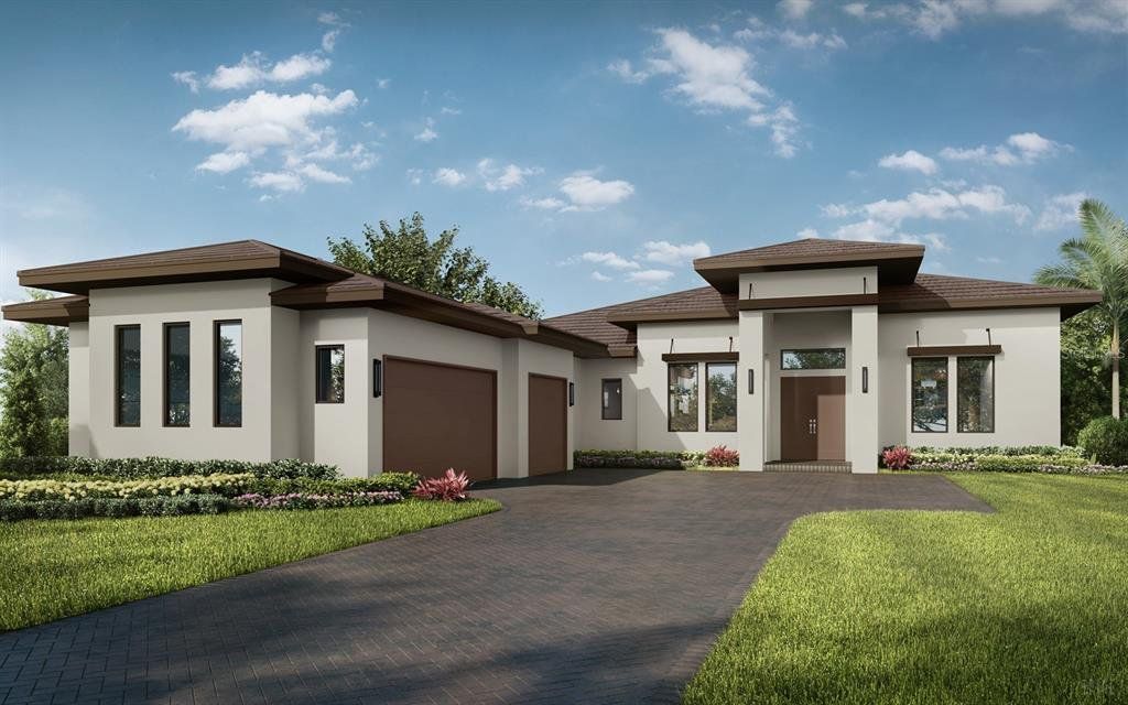 Front exterior of a new home in , Sarasota, FL, highlighting curb appeal (Image 1). Front exterior of a new home in , Sarasota, FL, highlighting curb appeal (Image 1).