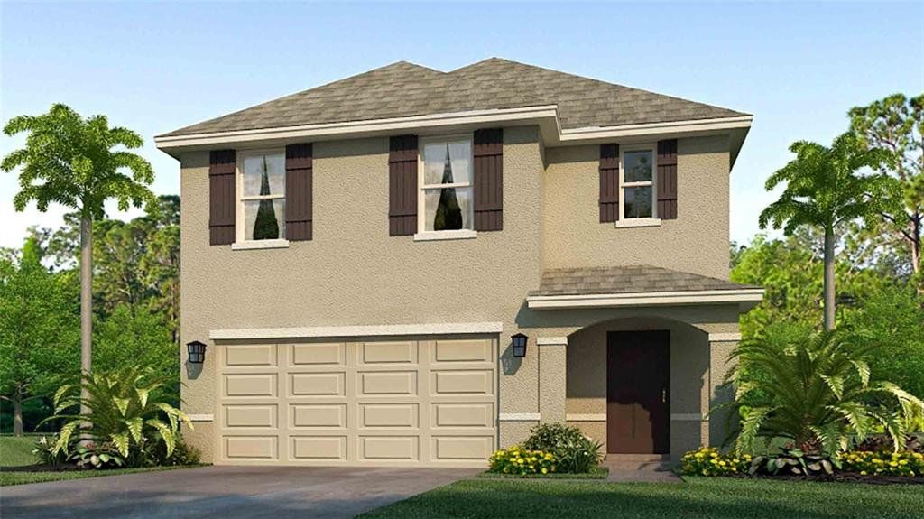 Front exterior of a new home in Rye Crossing, Parrish, FL, highlighting curb appeal (Image 1). Front exterior of a new home in Rye Crossing, Parrish, FL, highlighting curb appeal (Image 1).