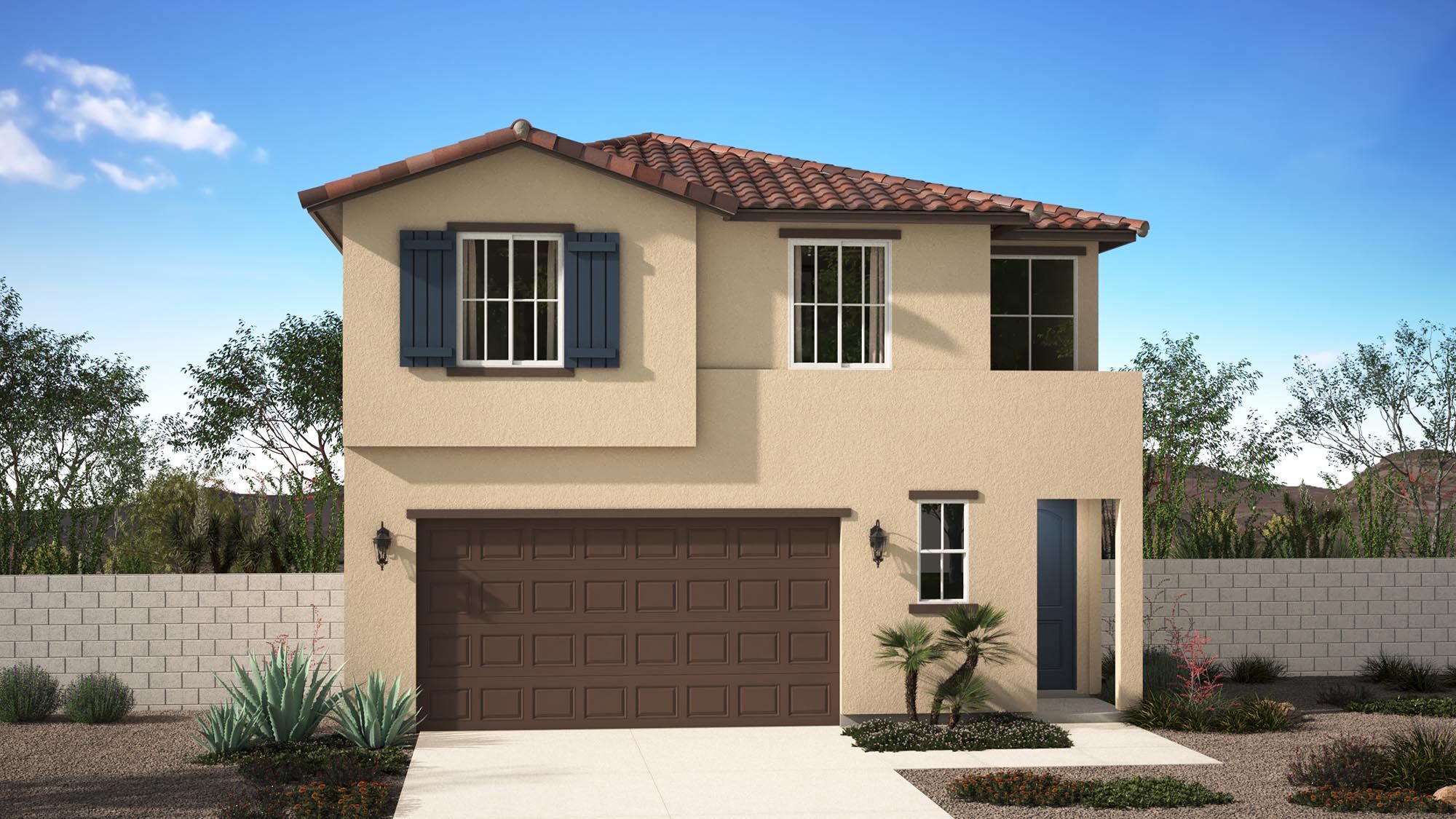 Front exterior of a new home in Citrus Park, Goodyear, AZ, highlighting curb appeal (Image 1). Front exterior of a new home in Citrus Park, Goodyear, AZ, highlighting curb appeal (Image 1).