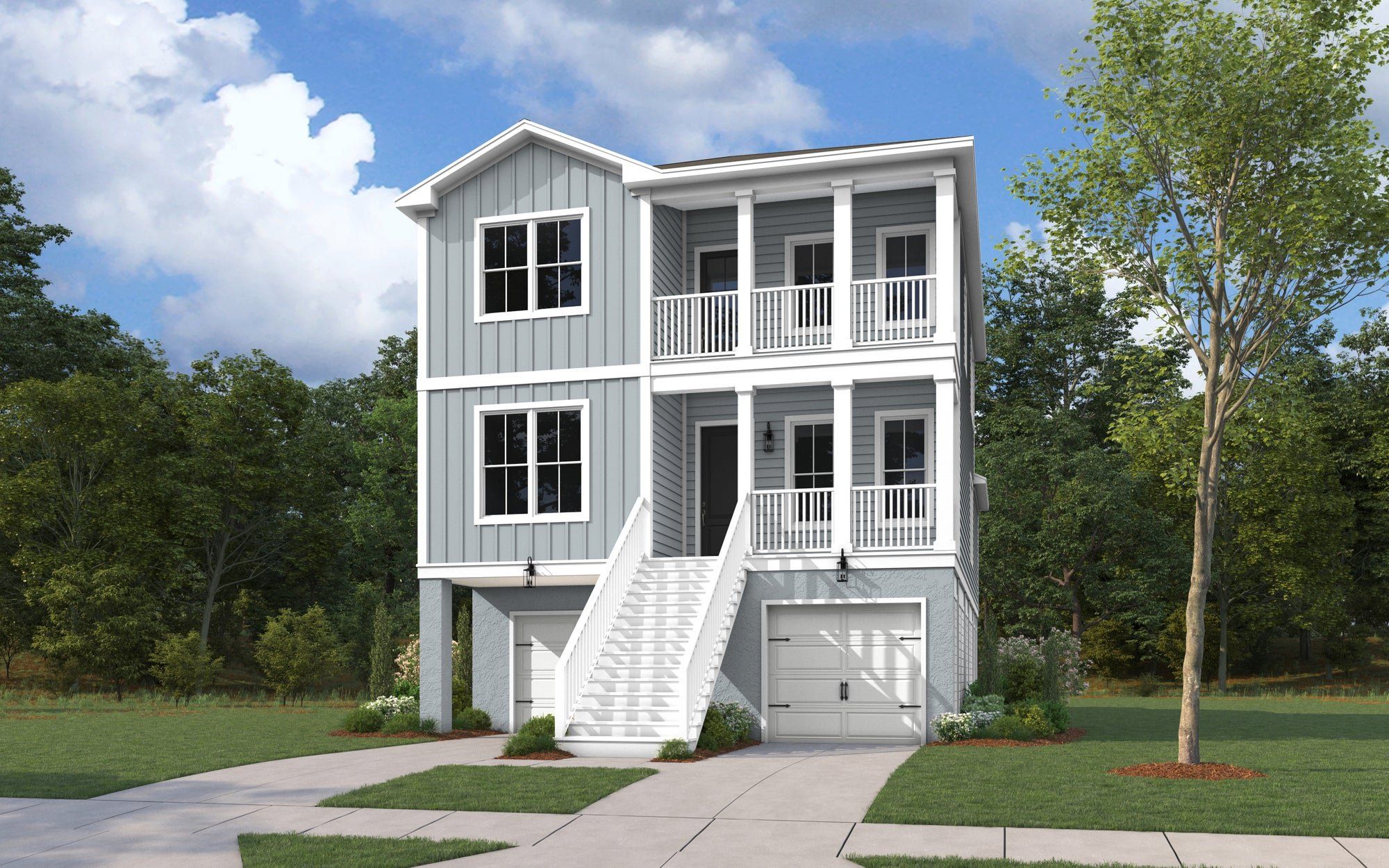 Front exterior of a new home in Waterloo Estates, Johns Island, SC, highlighting curb appeal (Image 1).
