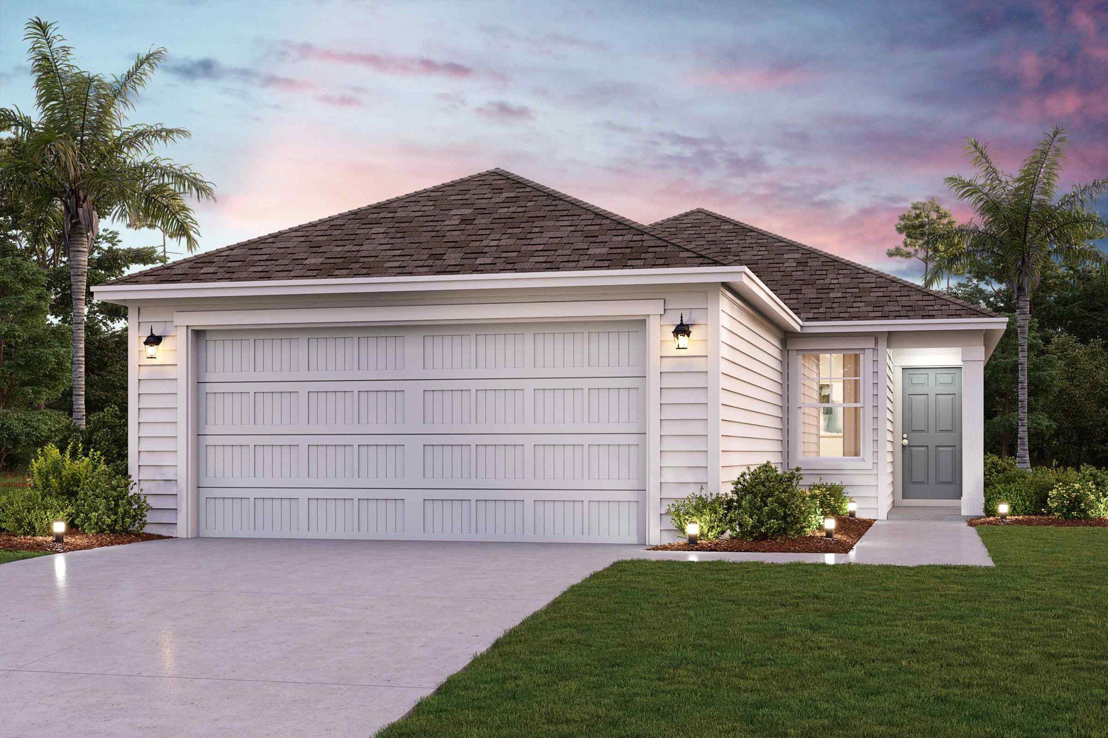 Front exterior of a new home in The Landings at Pecan Park, Jacksonville, FL, highlighting curb appeal (Image 1). Front exterior of a new home in The Landings at Pecan Park, Jacksonville, FL, highlighting curb appeal (Image 1).