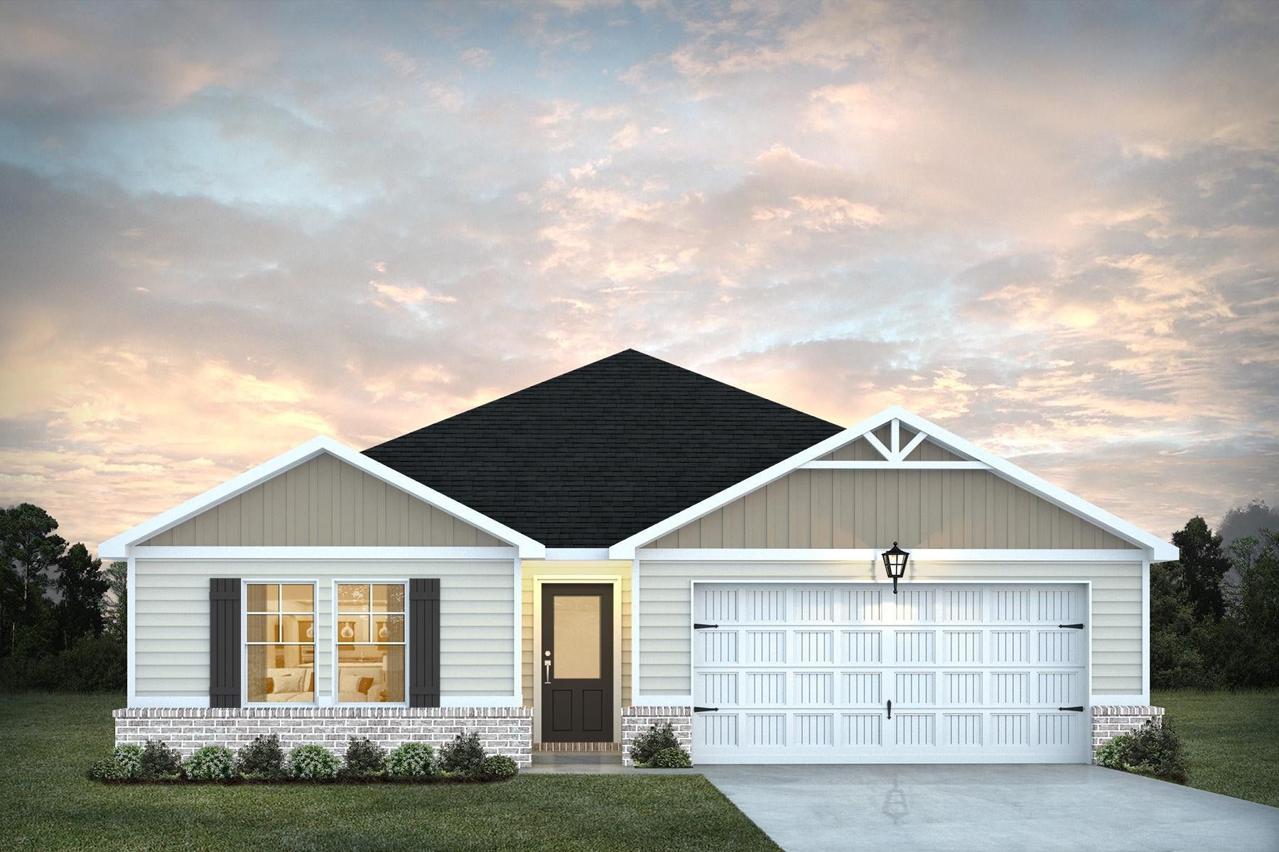 Front exterior of a new home in Jones Crossing, Hogansville, GA, highlighting curb appeal (Image 1). Front exterior of a new home in Jones Crossing, Hogansville, GA, highlighting curb appeal (Image 1).