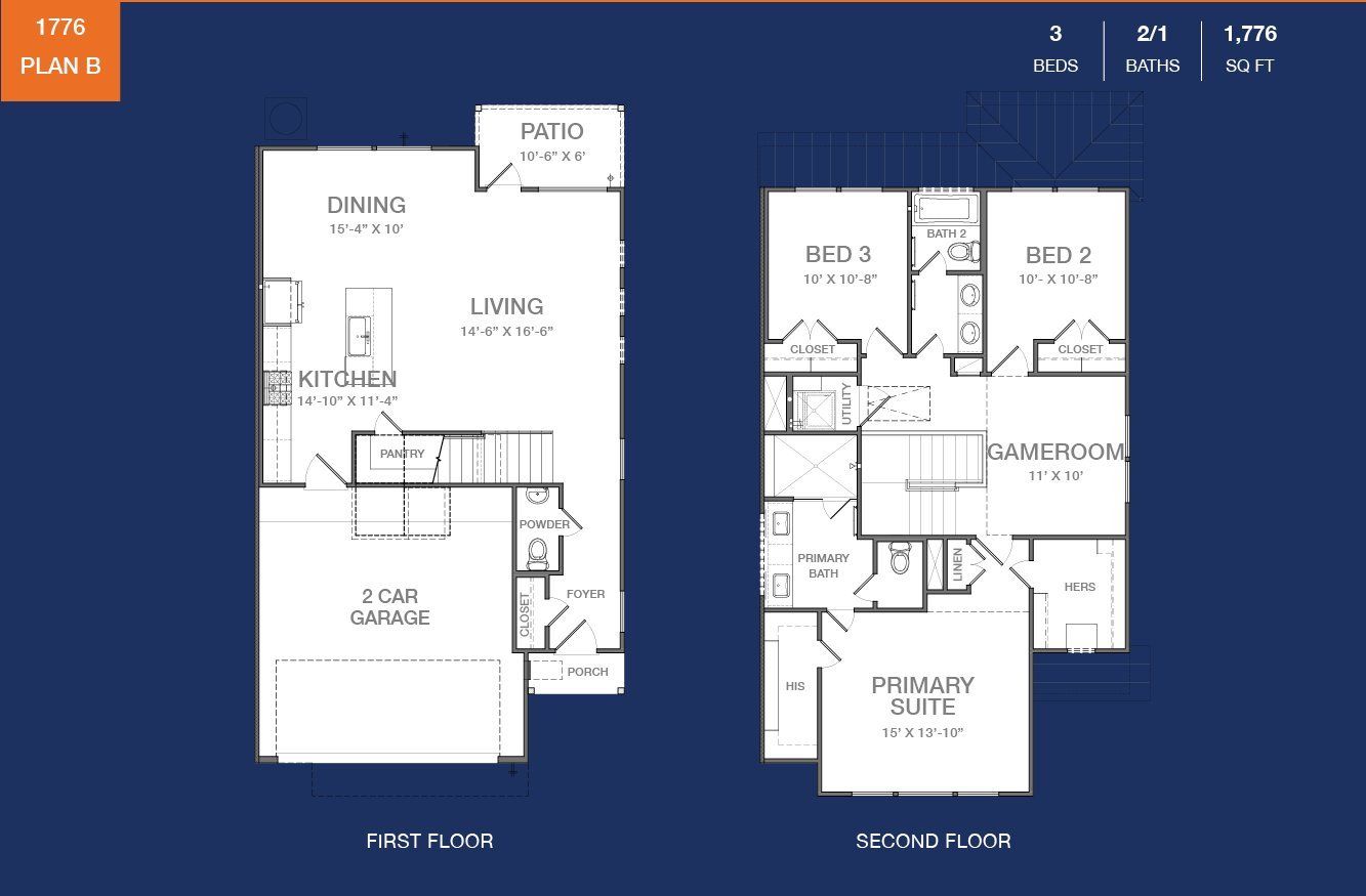 2D floor plan layout for the Plan B by Oracle City Homes in Villas at Mary, Houston, TX (Image 1). 2D floor plan layout for the Plan B by Oracle City Homes in Villas at Mary, Houston, TX (Image 1).