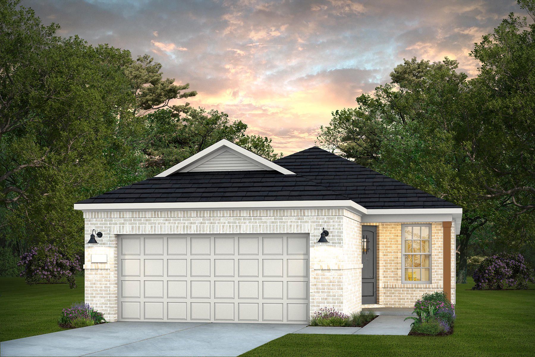 Front exterior of a new home in Del Webb Fulshear, Fulshear, TX, highlighting curb appeal (Image 1). Front exterior of a new home in Del Webb Fulshear, Fulshear, TX, highlighting curb appeal (Image 1).