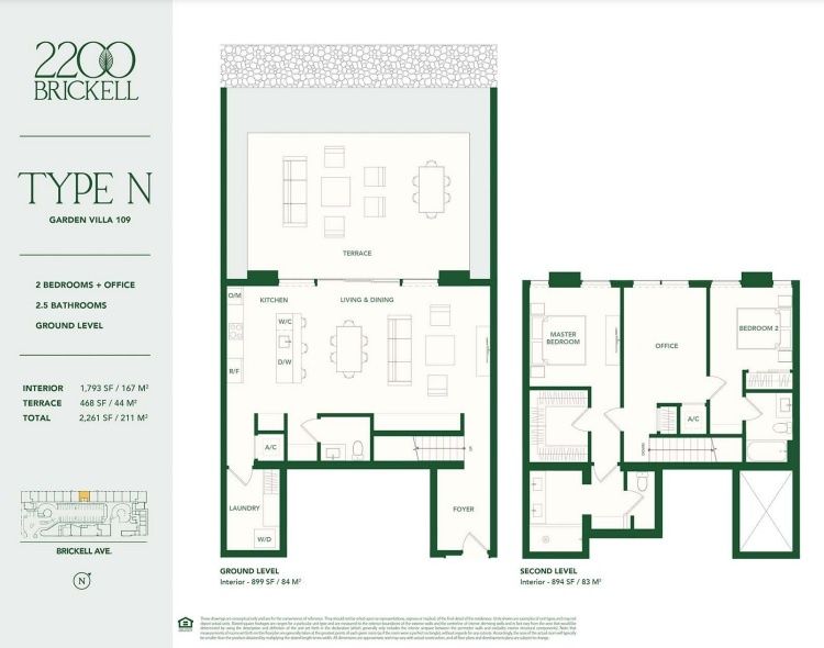 2D floor plan layout for the TYPE N by Aria Development Group in 2200 Brickell, Miami, FL (Image 1).