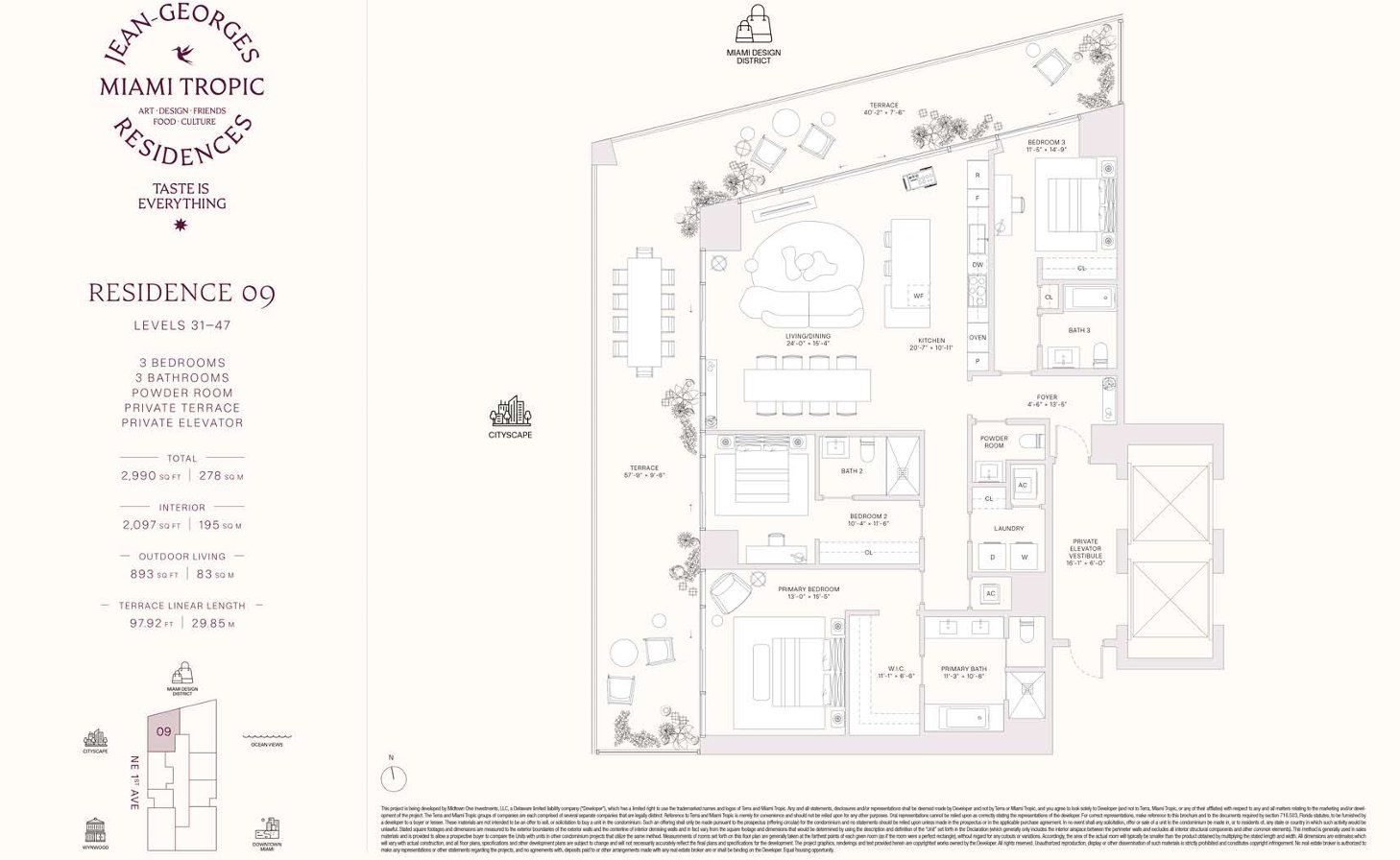 2D floor plan layout for the Residences 09 - Levels 31-47 by Terra Group in Miami Tropic, Miami, FL (Image 1). 2D floor plan layout for the Residences 09 - Levels 31-47 by Terra Group in Miami Tropic, Miami, FL (Image 1).