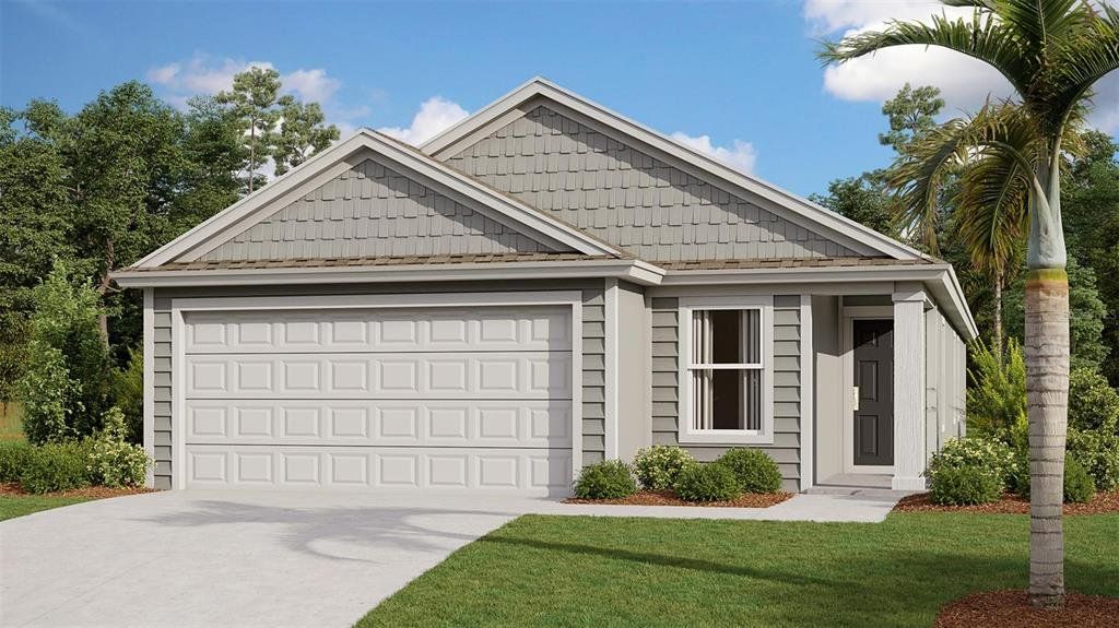Front exterior of a new home in Grand Reserve, Bunnell, FL, highlighting curb appeal (Image 1). Front exterior of a new home in Grand Reserve, Bunnell, FL, highlighting curb appeal (Image 1).