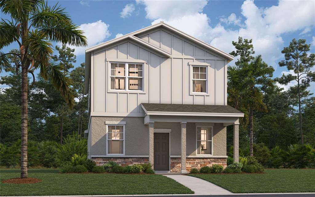Front exterior of a new home in Brack Ranch, St. Cloud, FL, highlighting curb appeal (Image 1). Front exterior of a new home in Brack Ranch, St. Cloud, FL, highlighting curb appeal (Image 1).