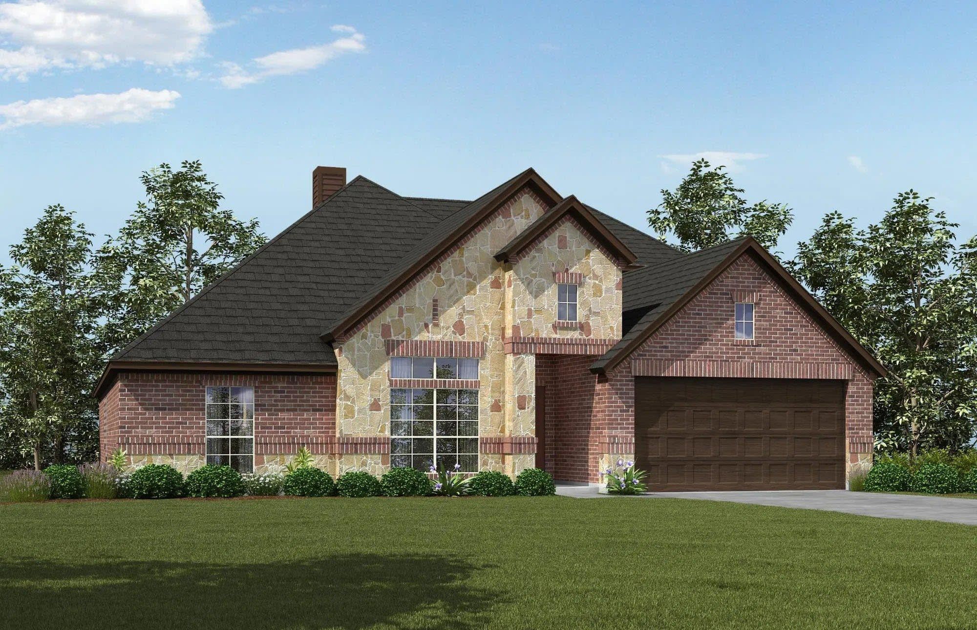 Elevation C with Stone | Concept 2379 at Abe's Landing in Granbury, TX by Landsea Homes Elevation C with Stone | Concept 2379 at Abe's Landing in Granbury, TX by Landsea Homes