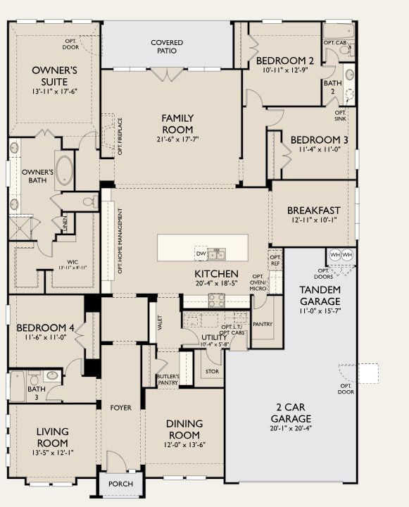 2D floor plan layout for the Maxwell by Ashton Woods in Provence 70s, Austin, TX (Image 1).