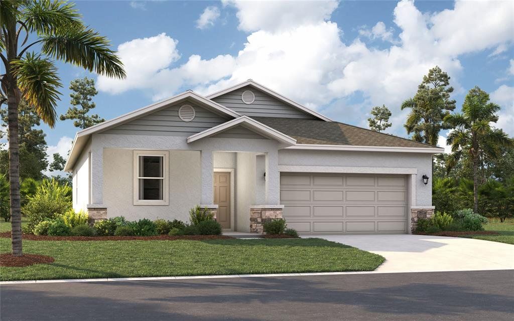 Front exterior of a new home in Wynnstone, Davenport, FL, highlighting curb appeal (Image 1). Front exterior of a new home in Wynnstone, Davenport, FL, highlighting curb appeal (Image 1).
