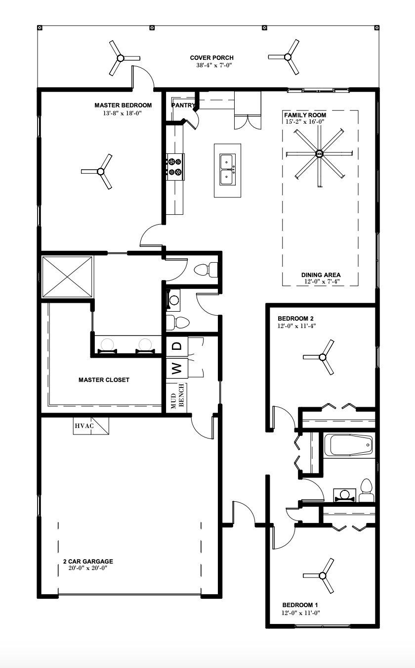 2D floor plan layout for the Brantley by Weseman Homes & Renovations in Grand Oaks, Gainesville, FL (Image 1). 2D floor plan layout for the Brantley by Weseman Homes & Renovations in Grand Oaks, Gainesville, FL (Image 1).