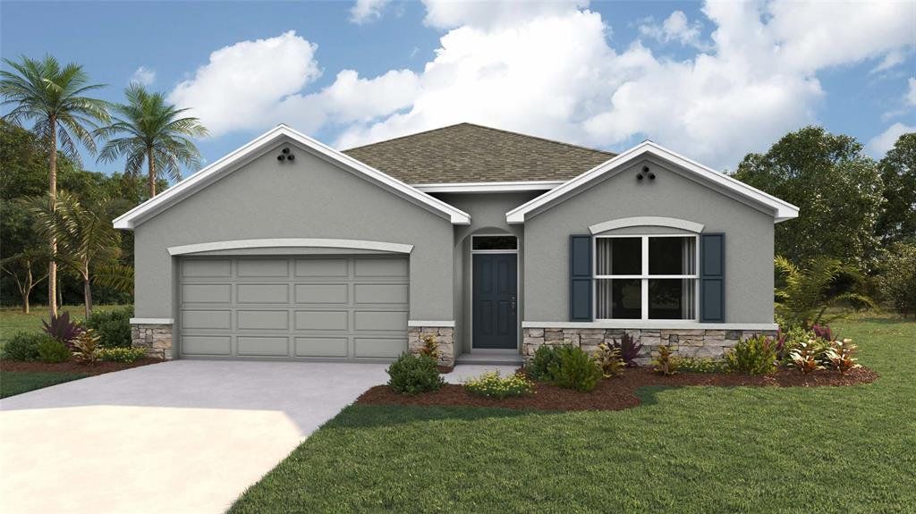 Front exterior of a new home in Sandal Key, Weeki Wachee, FL, highlighting curb appeal (Image 1). Front exterior of a new home in Sandal Key, Weeki Wachee, FL, highlighting curb appeal (Image 1).