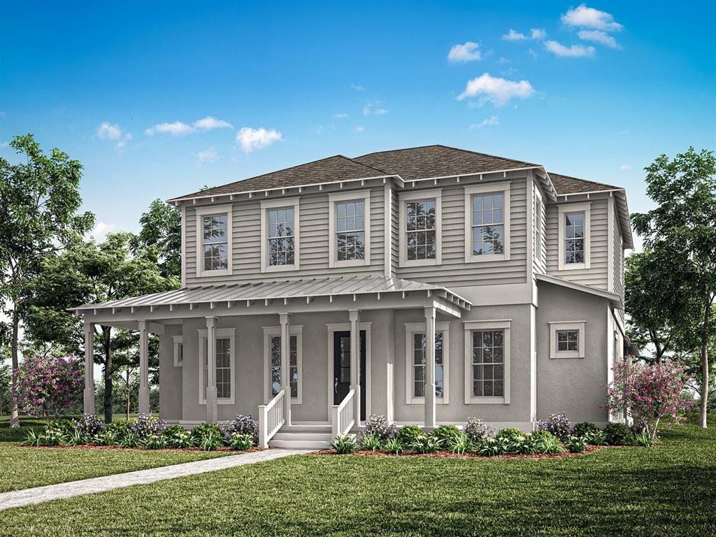 Front exterior of a new home in Celebration - Island Village, Celebration, FL, highlighting curb appeal (Image 1). Front exterior of a new home in Celebration - Island Village, Celebration, FL, highlighting curb appeal (Image 1).