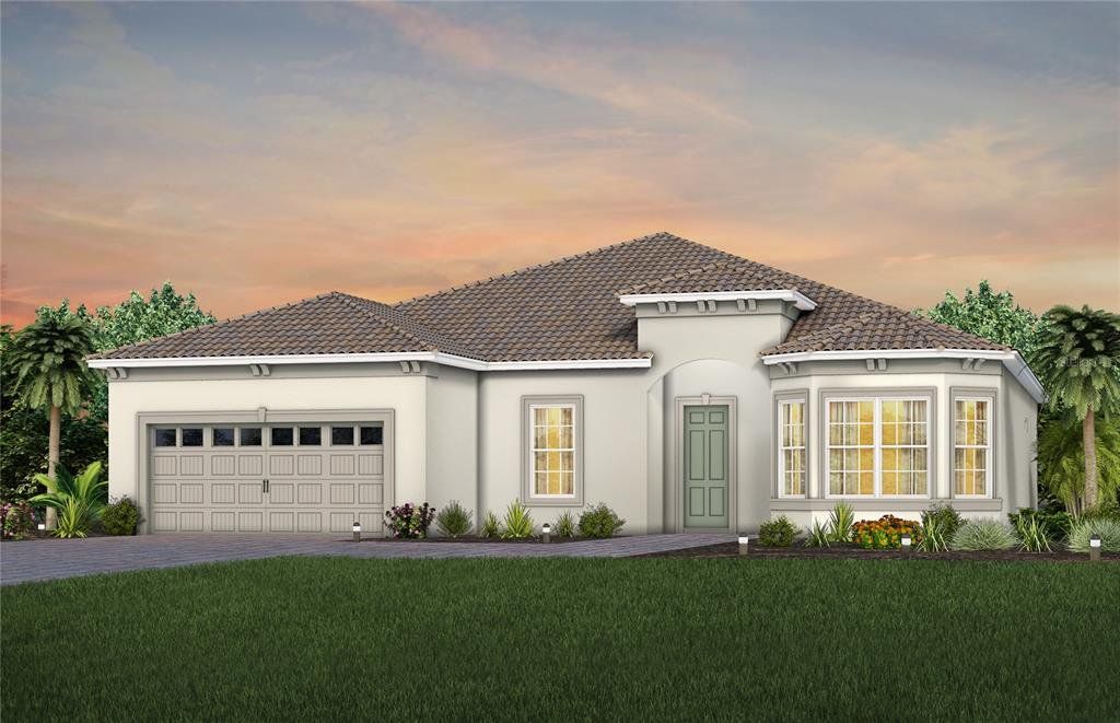 Front exterior of a new home in Del Webb at Viera, Melbourne, FL, highlighting curb appeal (Image 1). Front exterior of a new home in Del Webb at Viera, Melbourne, FL, highlighting curb appeal (Image 1).