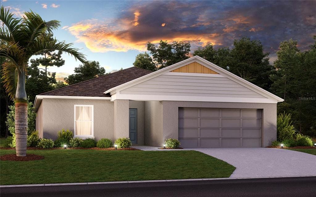 Front exterior of a new home in Scenic Terrace, Haines City, FL, highlighting curb appeal (Image 1). Front exterior of a new home in Scenic Terrace, Haines City, FL, highlighting curb appeal (Image 1).