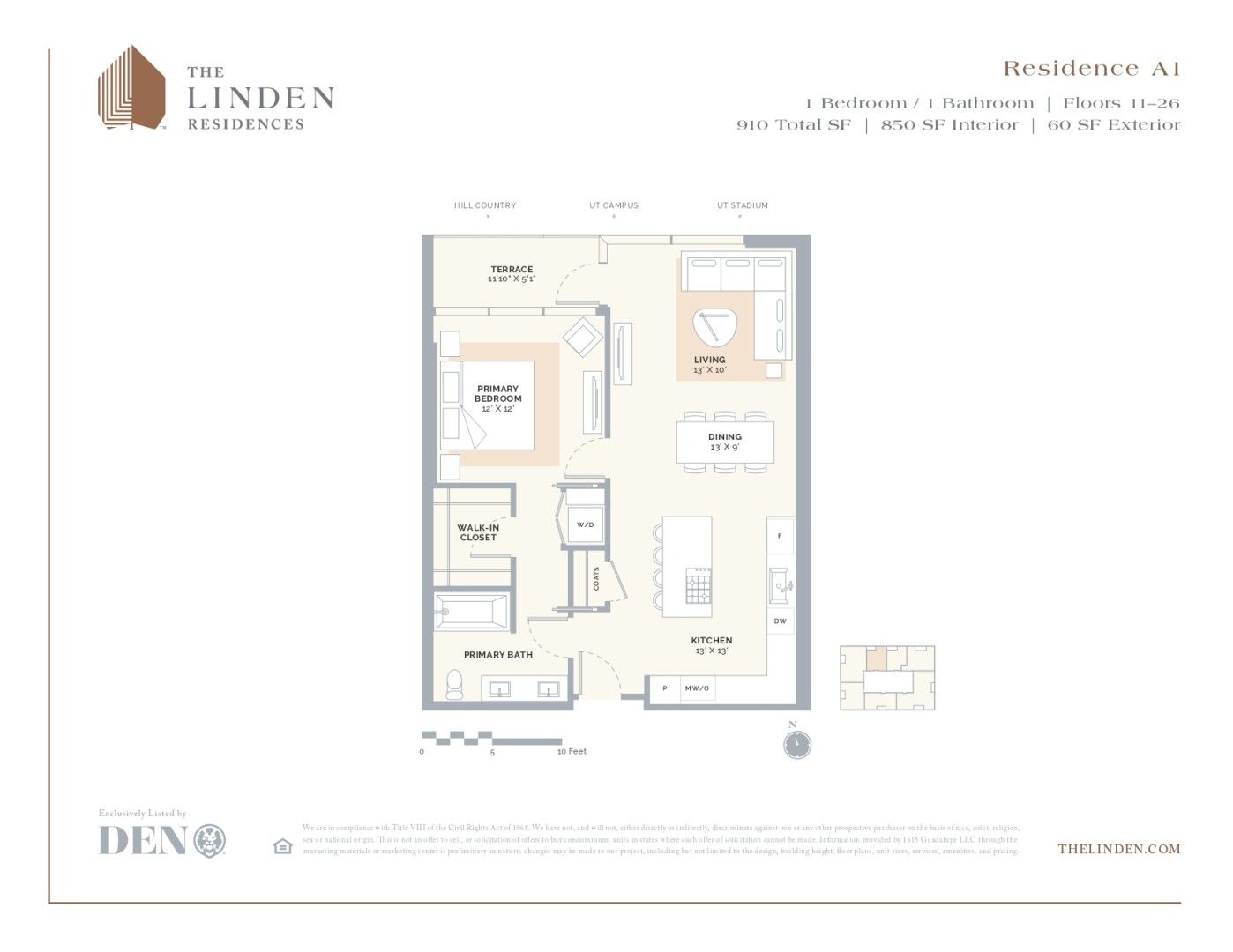 2D floor plan layout for the Residence A1 by Reger Holdings, LLC. in The Linden Residences, Austin, TX (Image 1). 2D floor plan layout for the Residence A1 by Reger Holdings, LLC. in The Linden Residences, Austin, TX (Image 1).