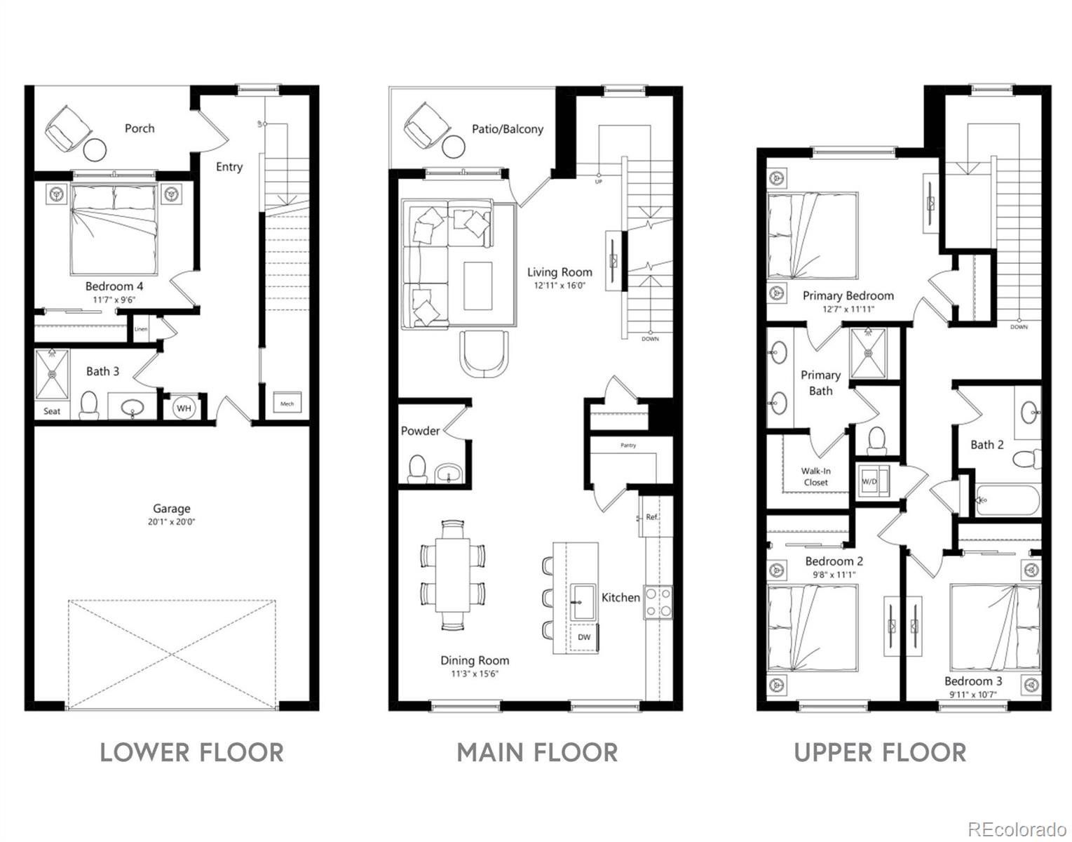 2D floor plan layout of this home in The Commons at Victory Ridge, Colorado Springs, CO (Image 1).