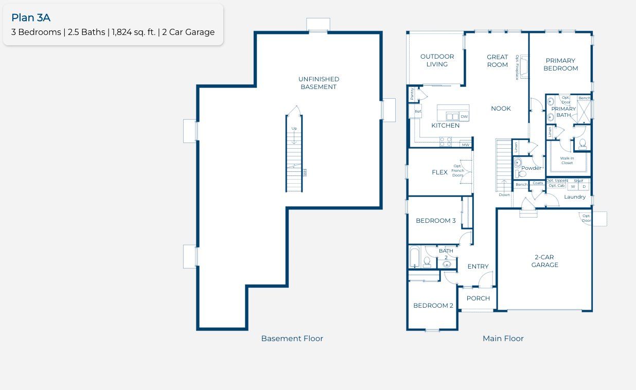 2D floor plan layout for the Plan 4003 by New Home Co. in The Manors Collection at Golden Overlook, Golden, CO (Image 1).