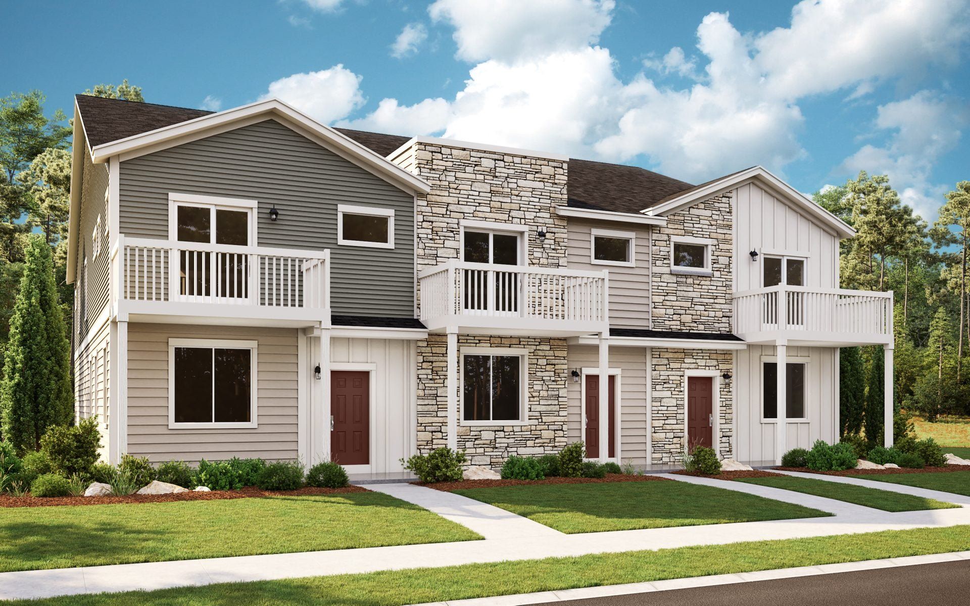 Front exterior of a new home in Mountain Brook, Longmont, CO, highlighting curb appeal (Image 1). Front exterior of a new home in Mountain Brook, Longmont, CO, highlighting curb appeal (Image 1).