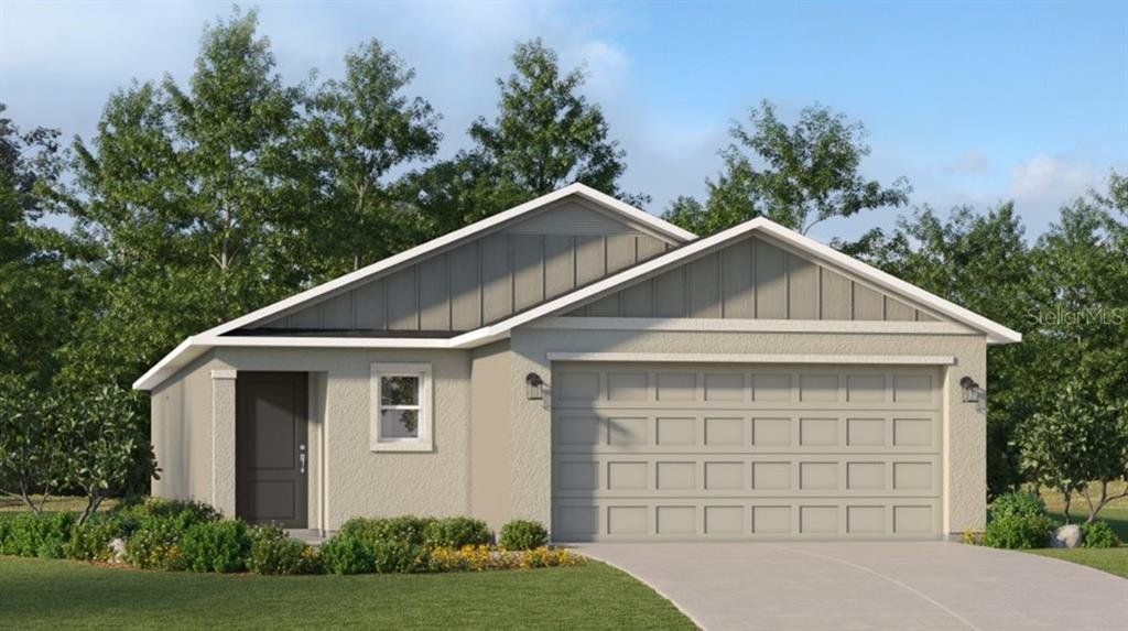 Front exterior of a new home in Pine Meadows, Eustis, FL, highlighting curb appeal (Image 1). Front exterior of a new home in Pine Meadows, Eustis, FL, highlighting curb appeal (Image 1).