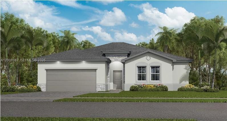 Front exterior of a new home in Heron Pointe, Miami, FL, highlighting curb appeal (Image 1). Front exterior of a new home in Heron Pointe, Miami, FL, highlighting curb appeal (Image 1).