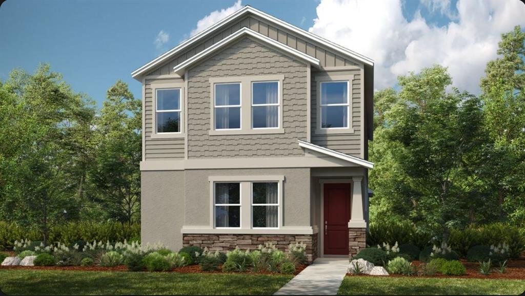 Front exterior of a new home in Center Lake Ranch Community Group Page, St. Cloud, FL, highlighting curb appeal (Image 1). Front exterior of a new home in Center Lake Ranch Community Group Page, St. Cloud, FL, highlighting curb appeal (Image 1).