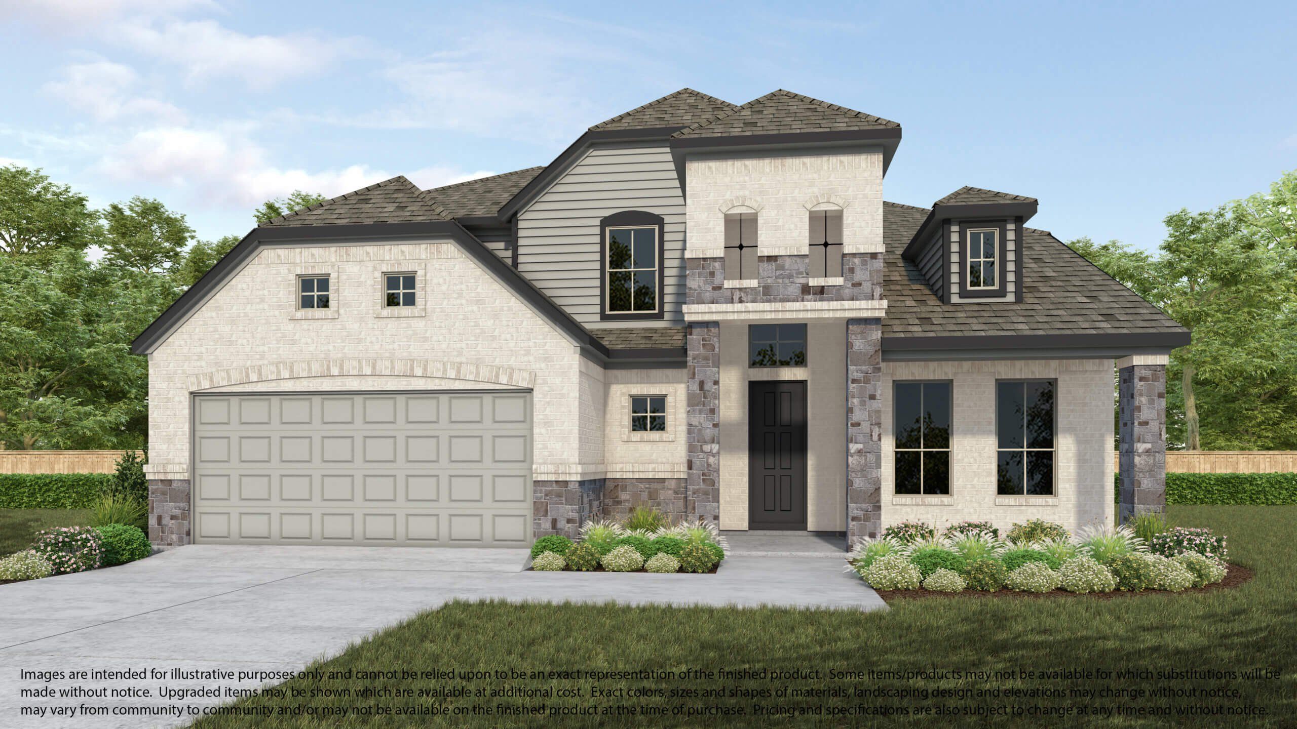 Front exterior of a new home in Bradbury Forest, Spring, TX, highlighting curb appeal (Image 1). Front exterior of a new home in Bradbury Forest, Spring, TX, highlighting curb appeal (Image 1).