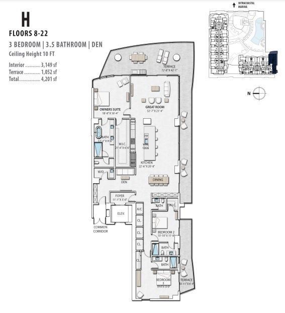2D floor plan layout for the H by Forest Development in Nautilus 220, Lake Park, FL (Image 1).