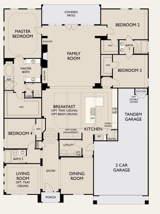 2D floor plan layout for the Avalon by Ashton Woods in Provence 70s, Austin, TX (Image 1).