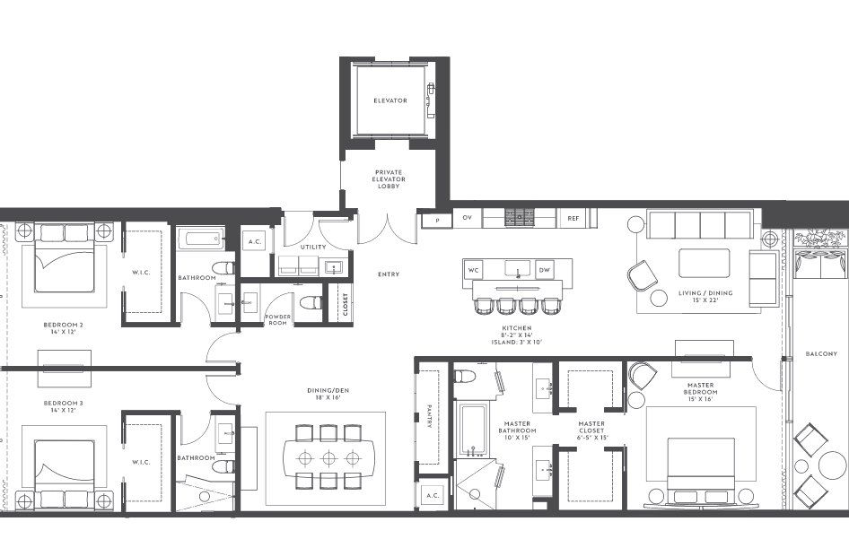 2D floor plan layout for the Model 04 by Related Group in Casamar, Pompano Beach, FL (Image 1).