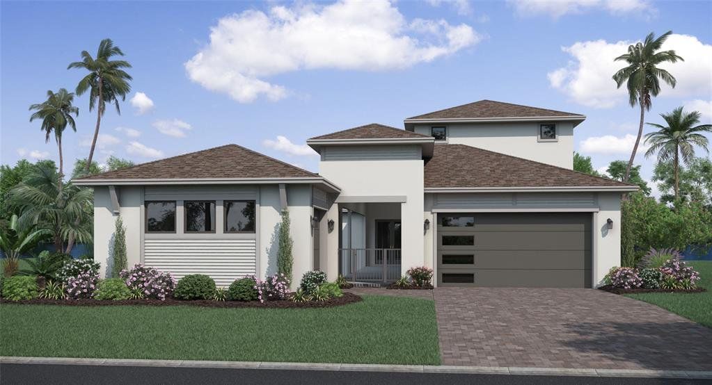 Front exterior of a new home in Eagles Cove at Mirada, San Antonio, FL, highlighting curb appeal (Image 1). Front exterior of a new home in Eagles Cove at Mirada, San Antonio, FL, highlighting curb appeal (Image 1).