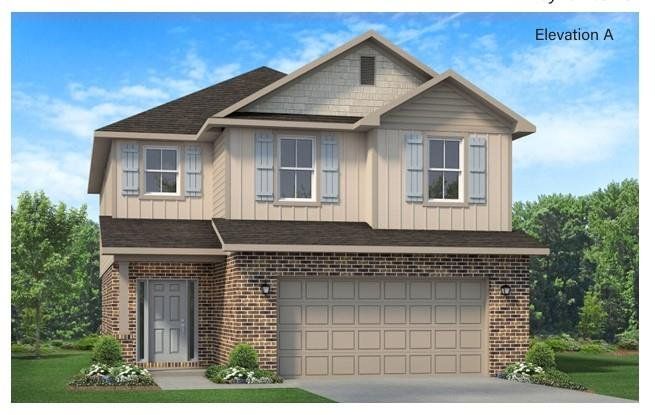 Front exterior of a new home in Kiber Reserve, Angleton, TX, highlighting curb appeal (Image 1). Front exterior of a new home in Kiber Reserve, Angleton, TX, highlighting curb appeal (Image 1).