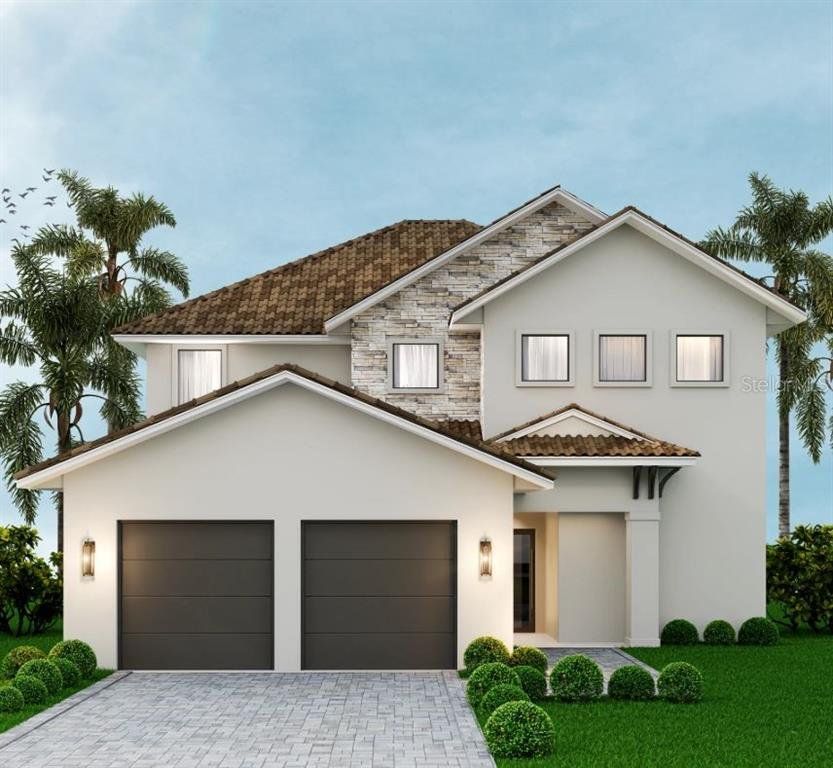 Front exterior of a new home in Bella Collina, Montverde, FL, highlighting curb appeal (Image 1). Front exterior of a new home in Bella Collina, Montverde, FL, highlighting curb appeal (Image 1).