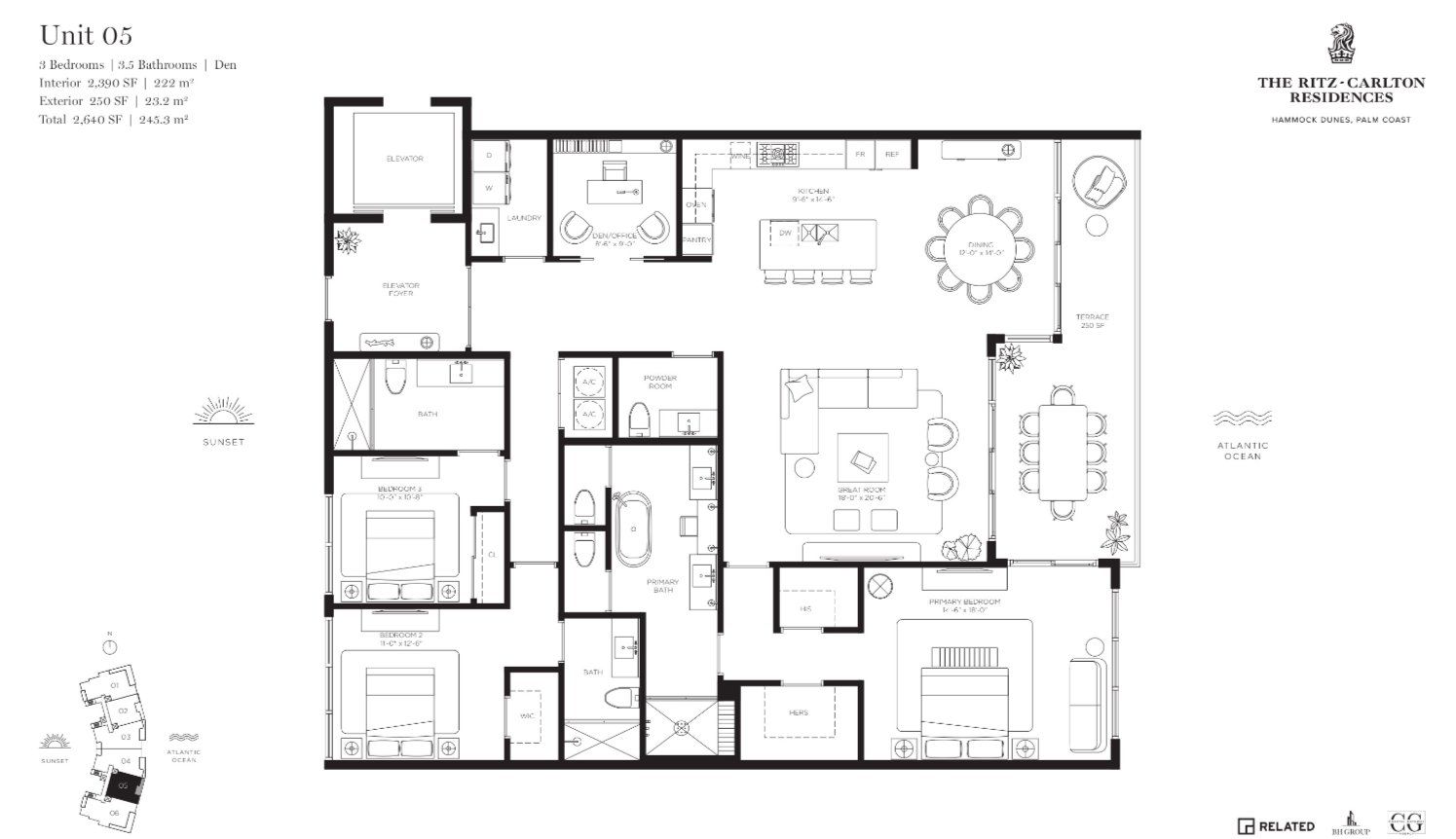 Image 1 representing the Unit 05 by BH Group in The Ritz-Carlton Residences, West Palm Beach, FL.