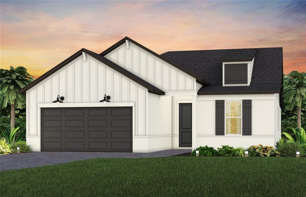 Front exterior of a new home in Spencer Glen, Riverview, FL, highlighting curb appeal (Image 1). Front exterior of a new home in Spencer Glen, Riverview, FL, highlighting curb appeal (Image 1).
