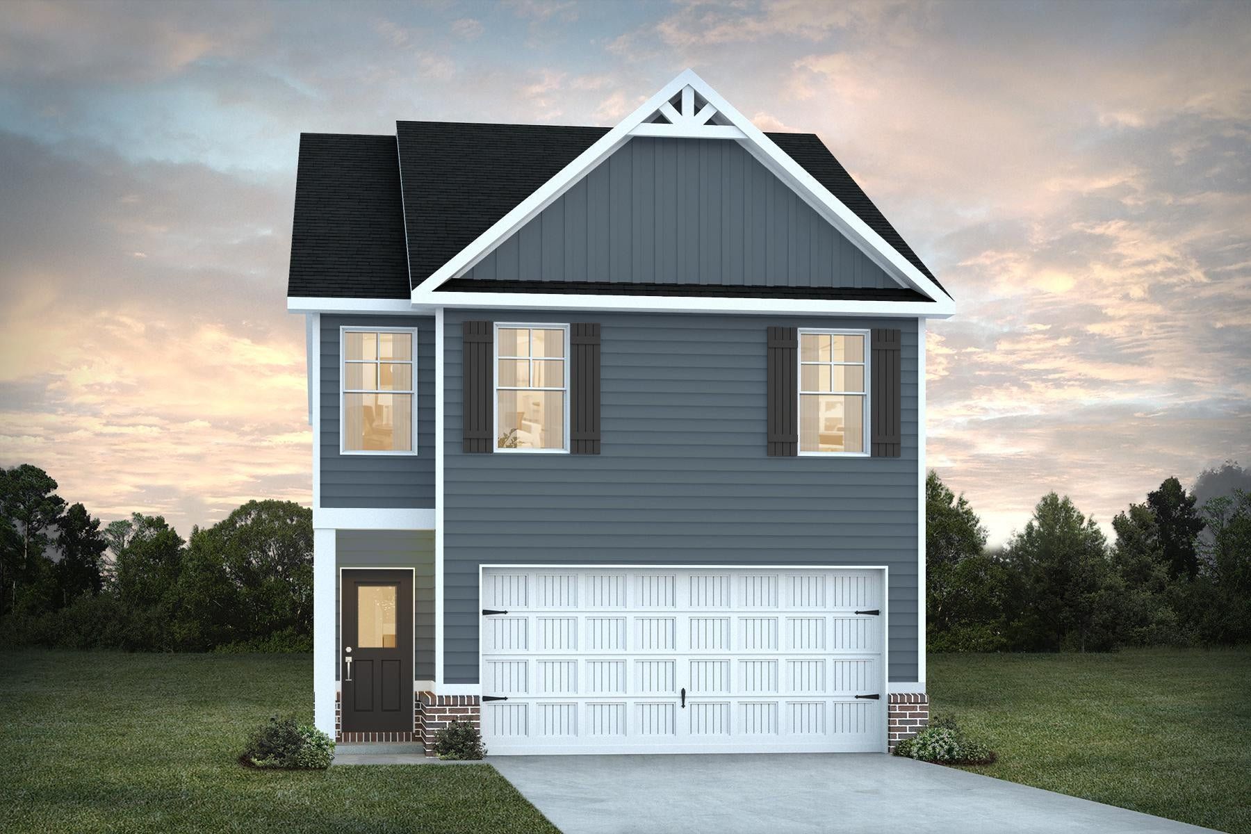 Front exterior of a new home in The Villages at Harris Creek, West Point, GA, highlighting curb appeal (Image 1).
